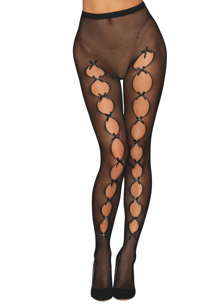 Collant fantaisie résille noir avec liseré à l'arrière - DG0528BLK